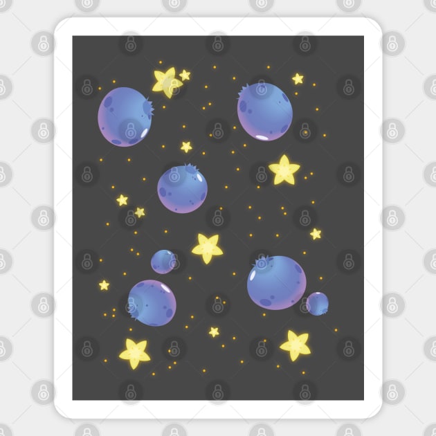 Star Fruit & Blueberry Asteroids Sticker by Bluefooted